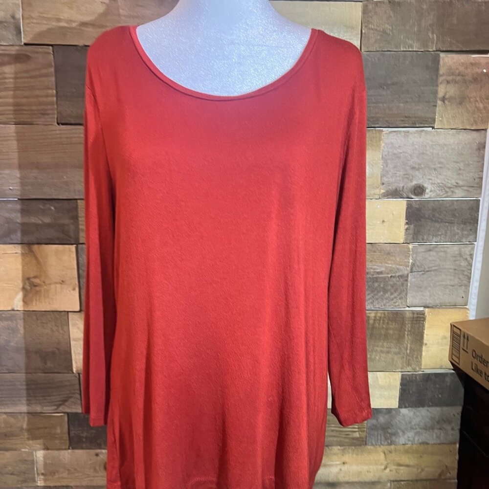 Established 1946 Women's Rust/Burnt Orange Long Sleeve Scoop Neck top Size Large